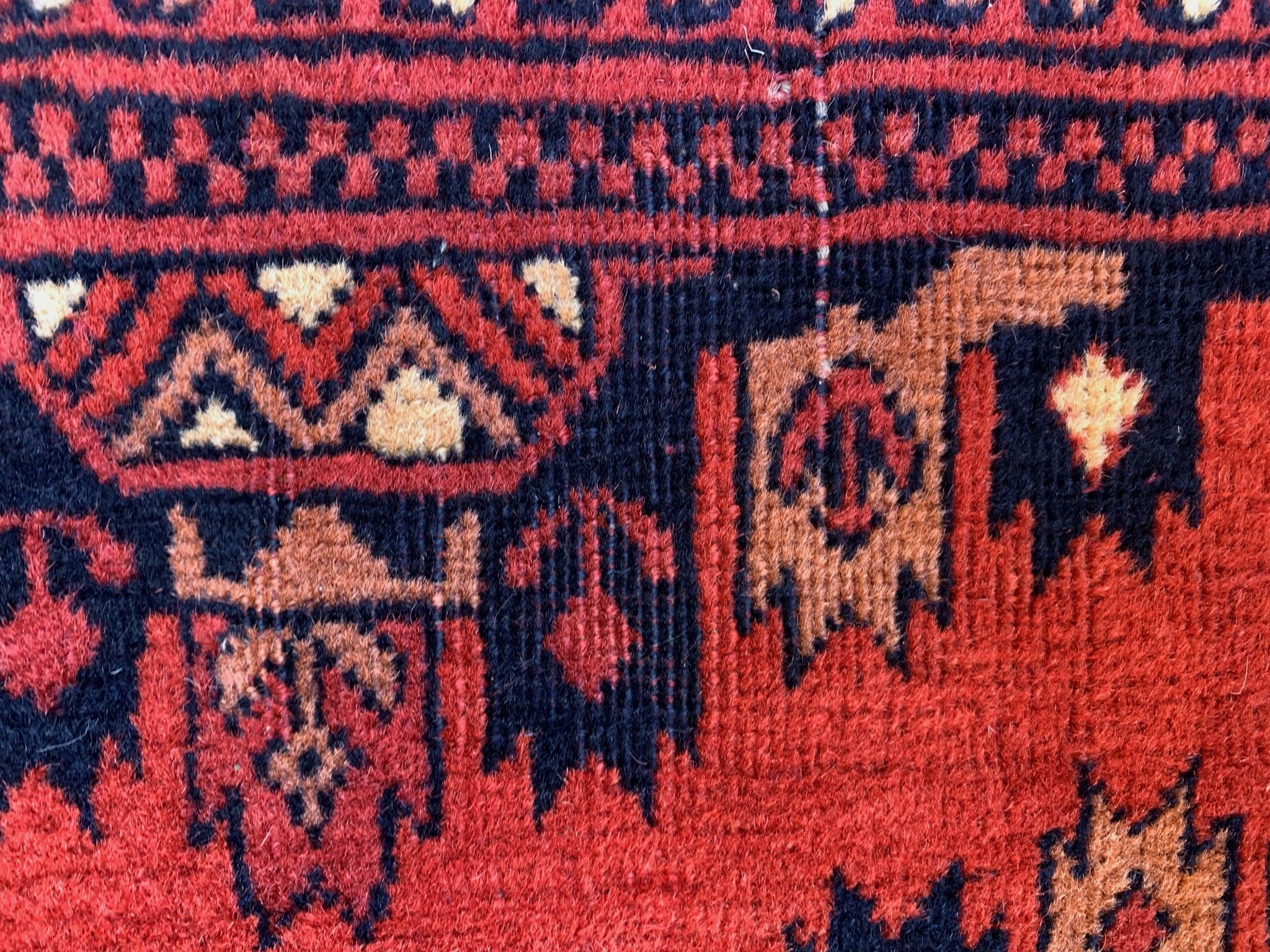 Vintage Afghan Turkoman Khalmohammadi Rug 284x213 cm, Red, Black Tribal Large