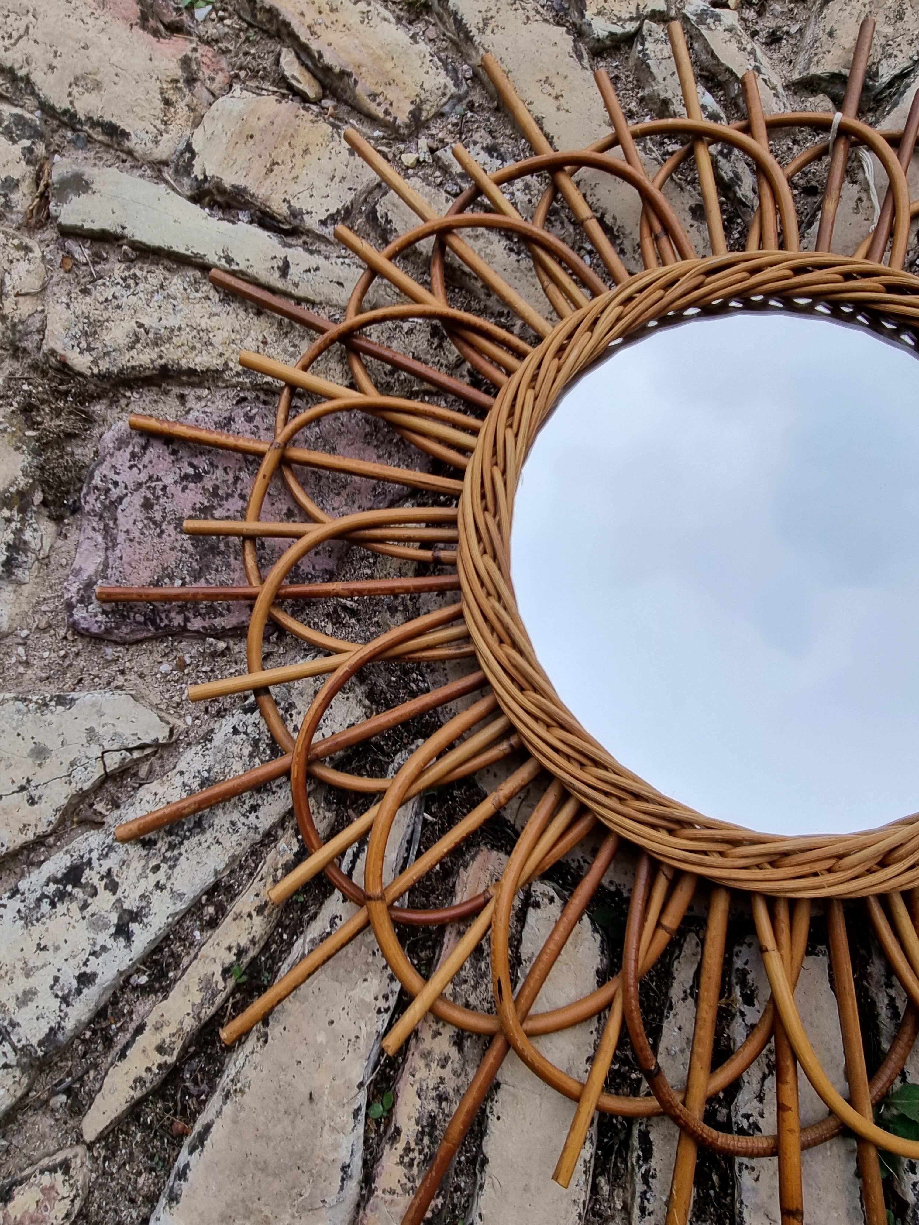 Rattan sun mirror 56cm