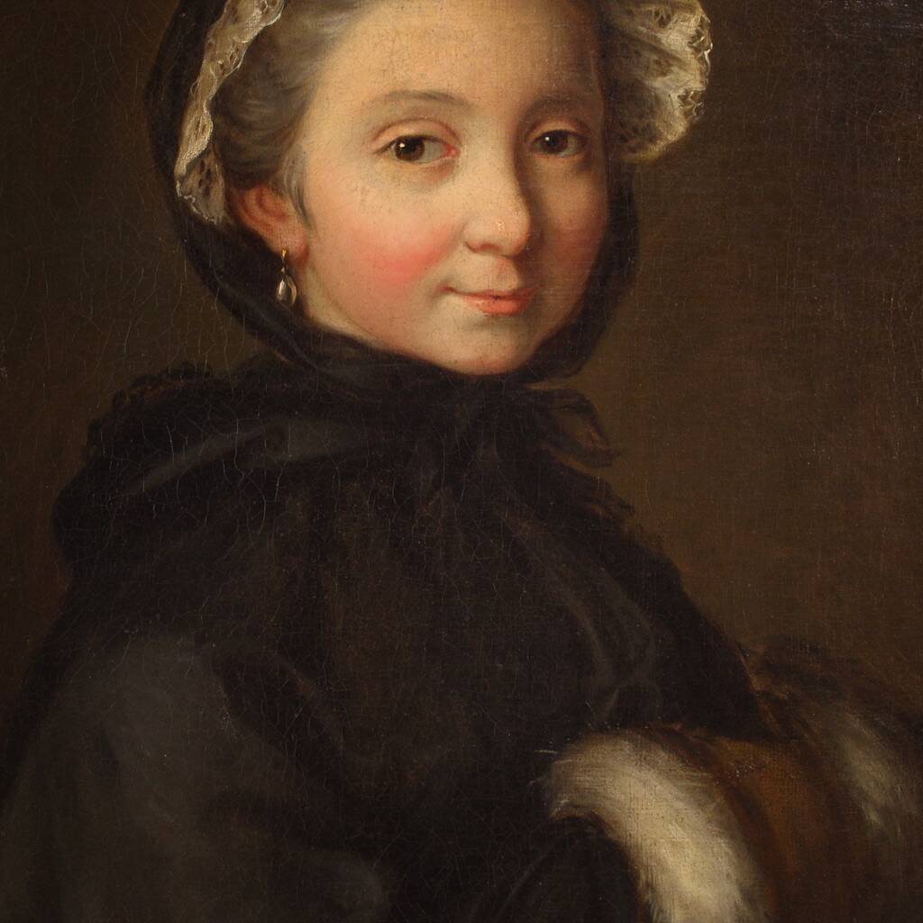 18th century Italian painting, portrait of a young lady