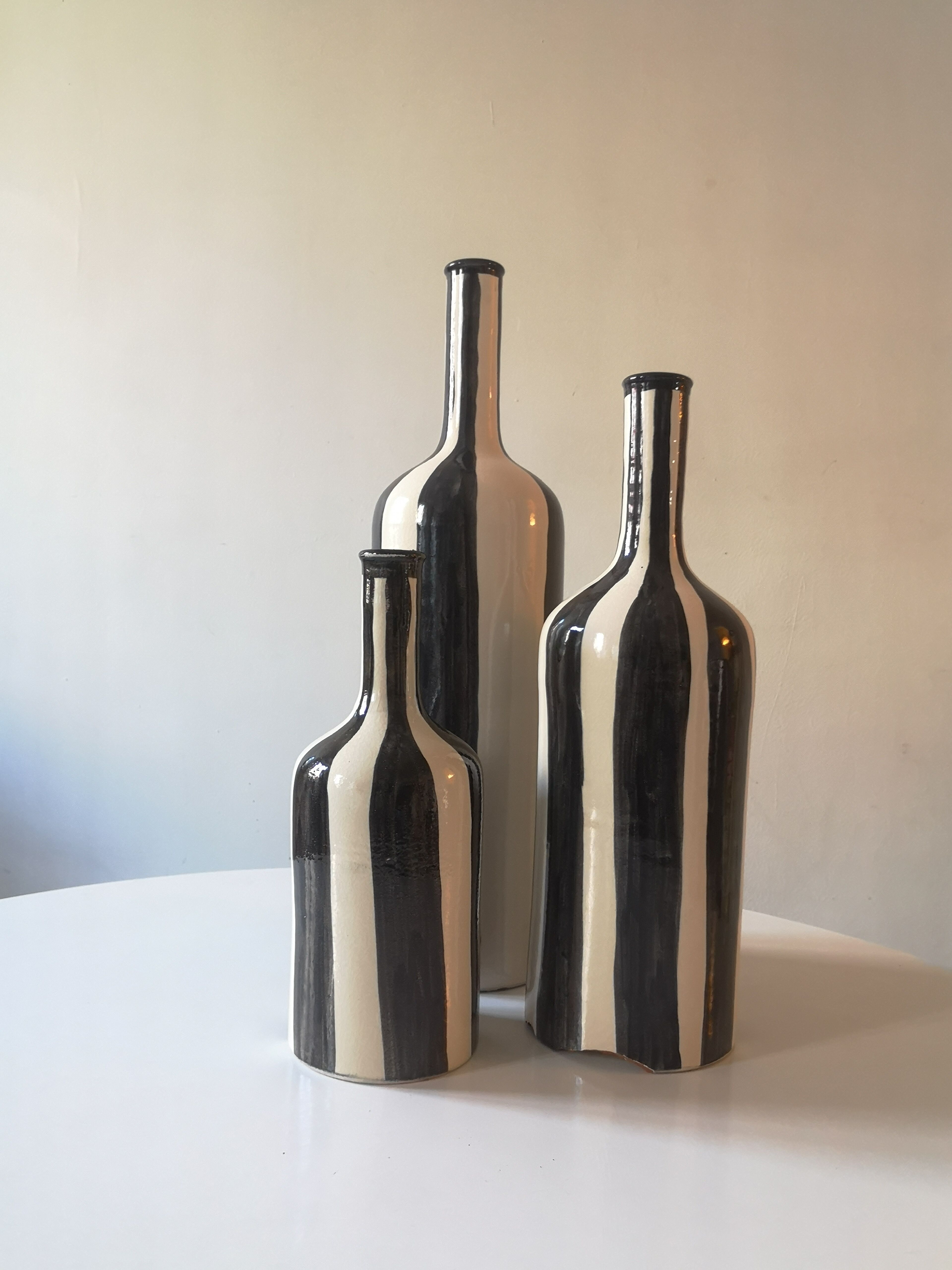 Handmade glazed ceramic vase, graphic design