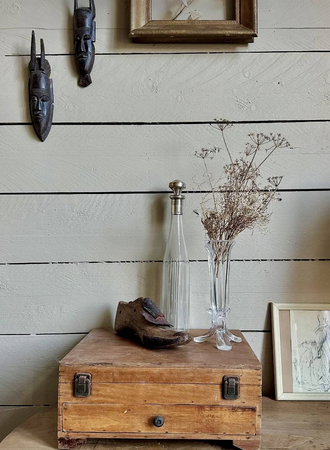 Antique crystal vase on stand