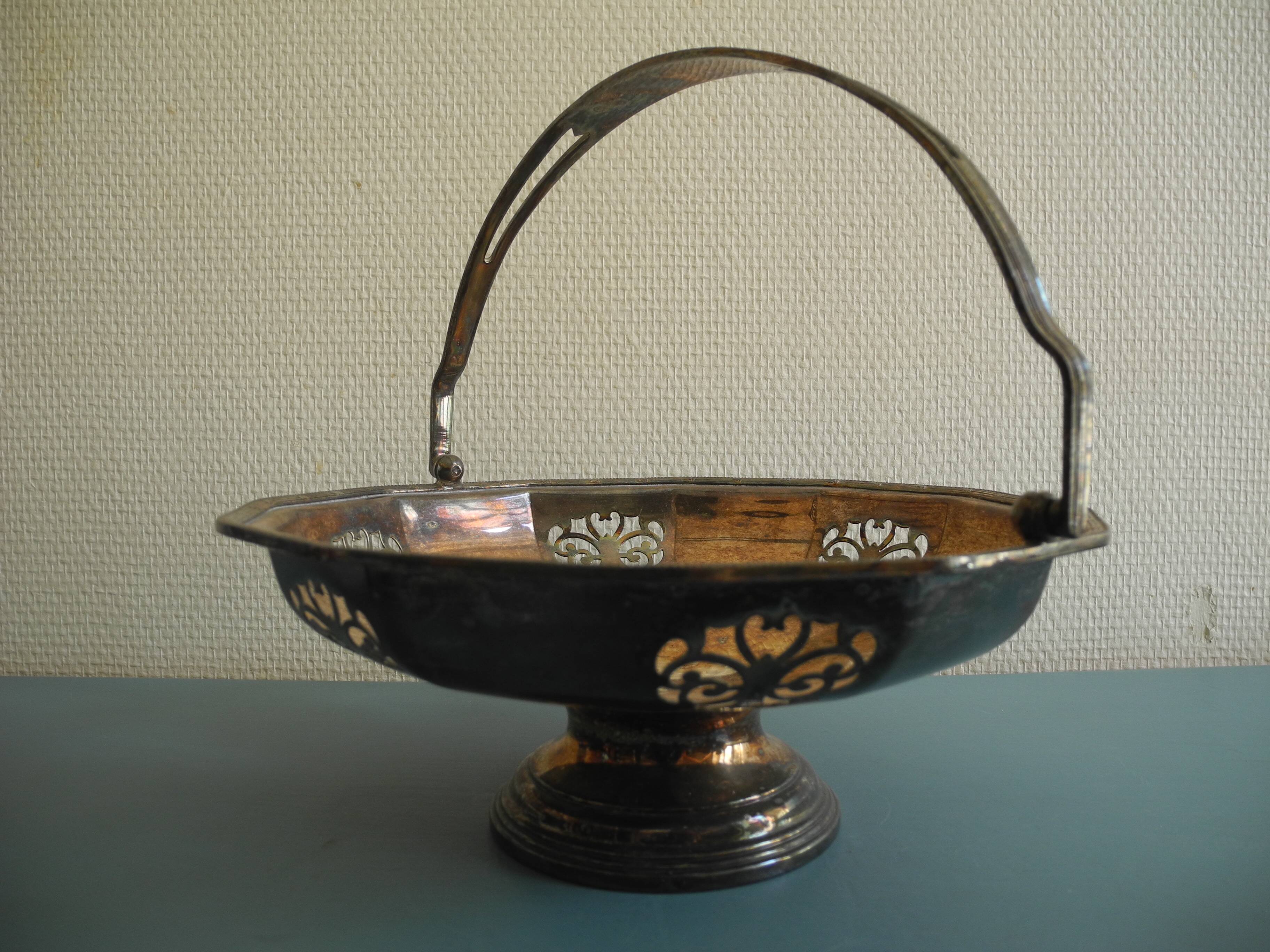 old silver metal basket cup silver metal basket