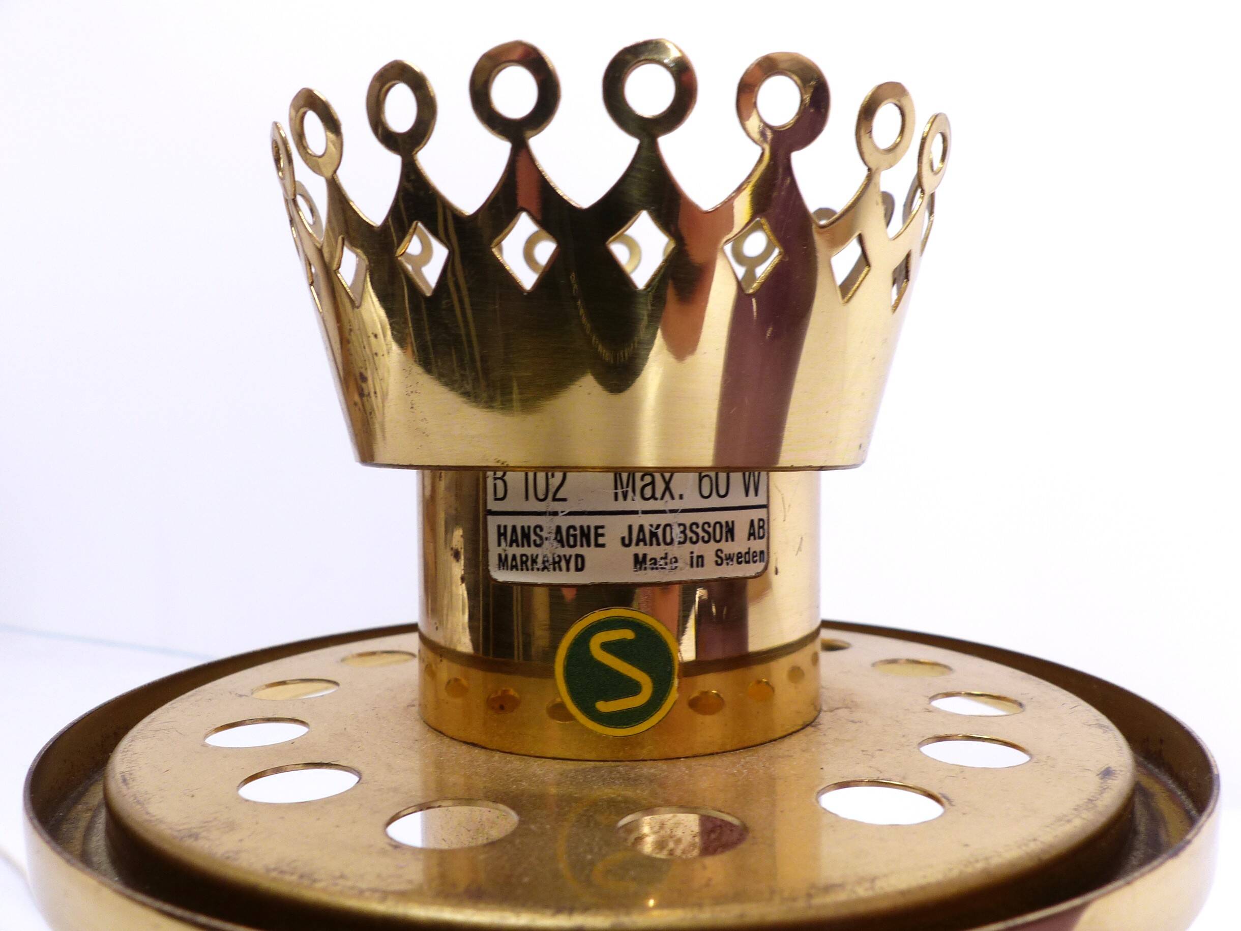 Hans-Agne Jakobsson Scandinavian lamp brass and purple glass B 102