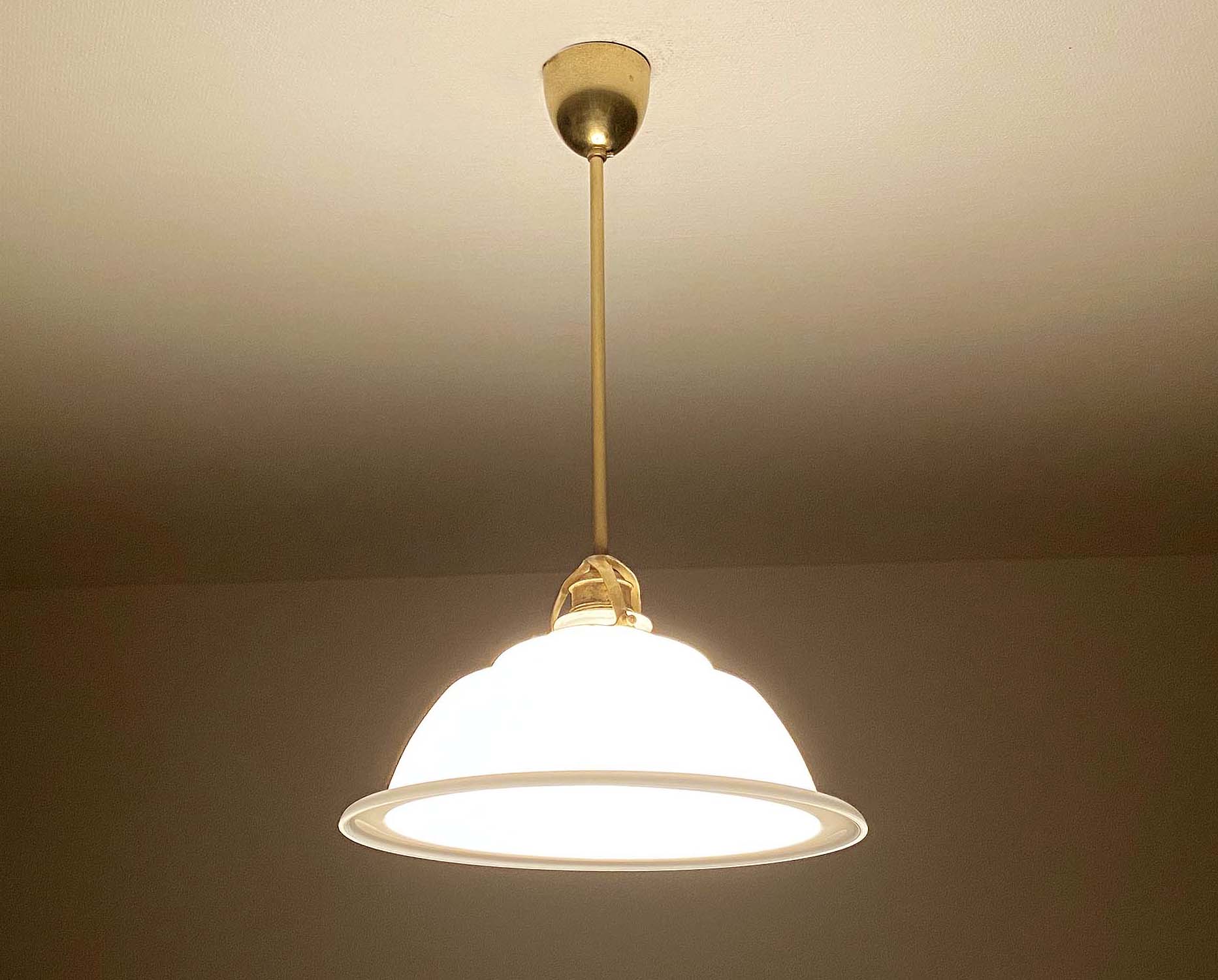 Art Deco pendant lamp, brass glass