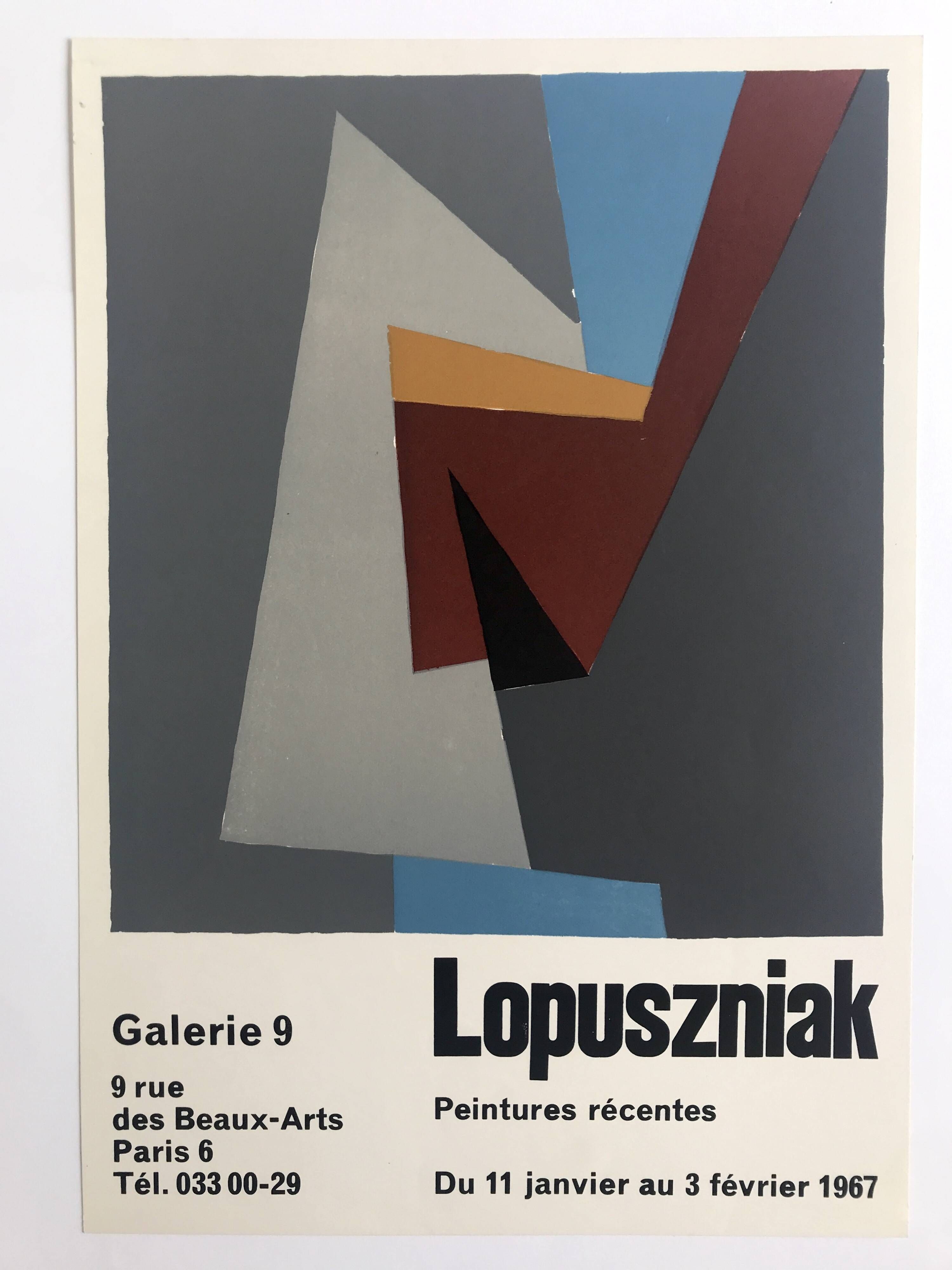 Wladyslaw lopuszniak, gallery 9, 1967. original silkscreen poster