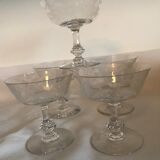 5 19th-century crystal champagne glasses