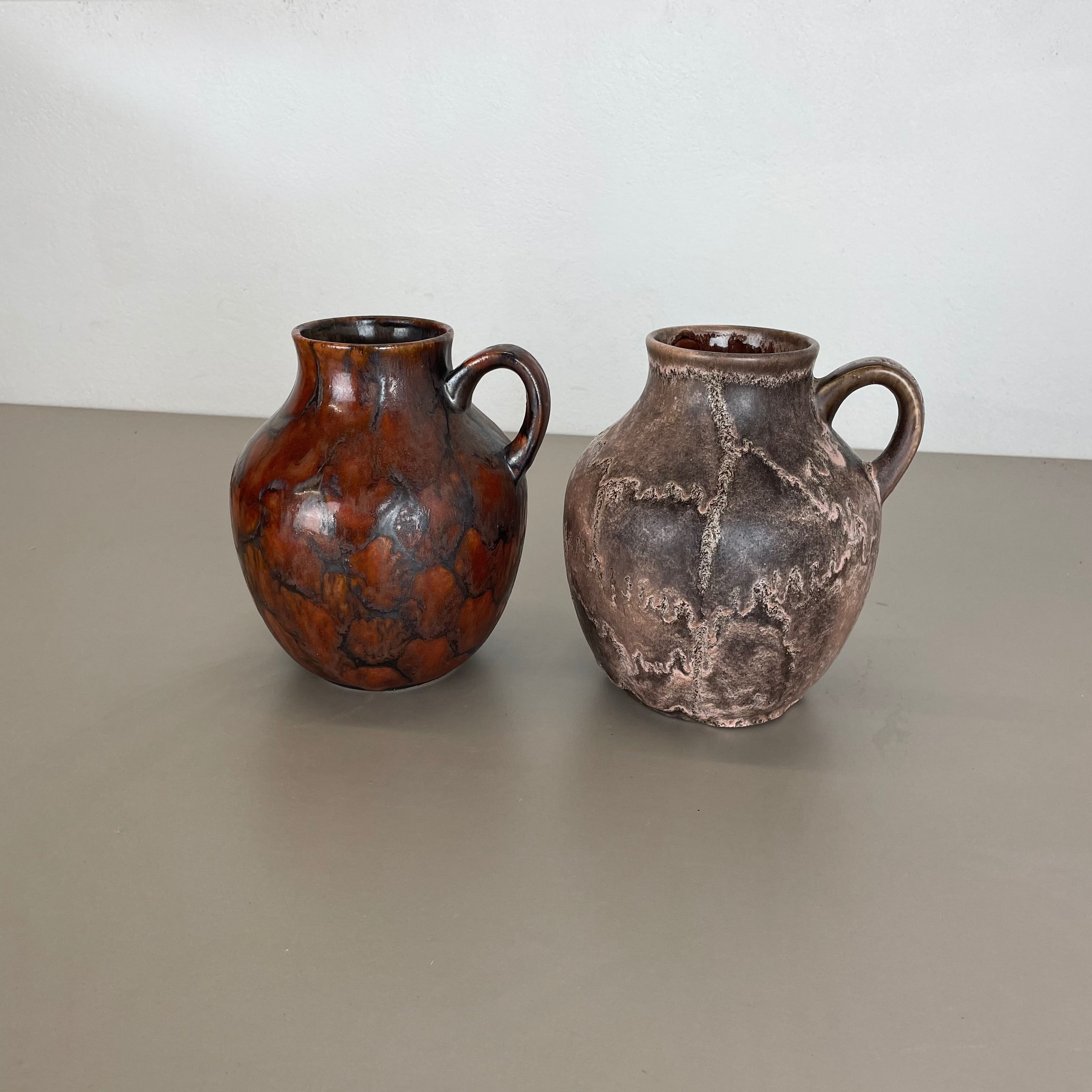Set of 2 Pottery Vases Fat Lava Abstract Designed by Ruscha, Germany, 1960s
