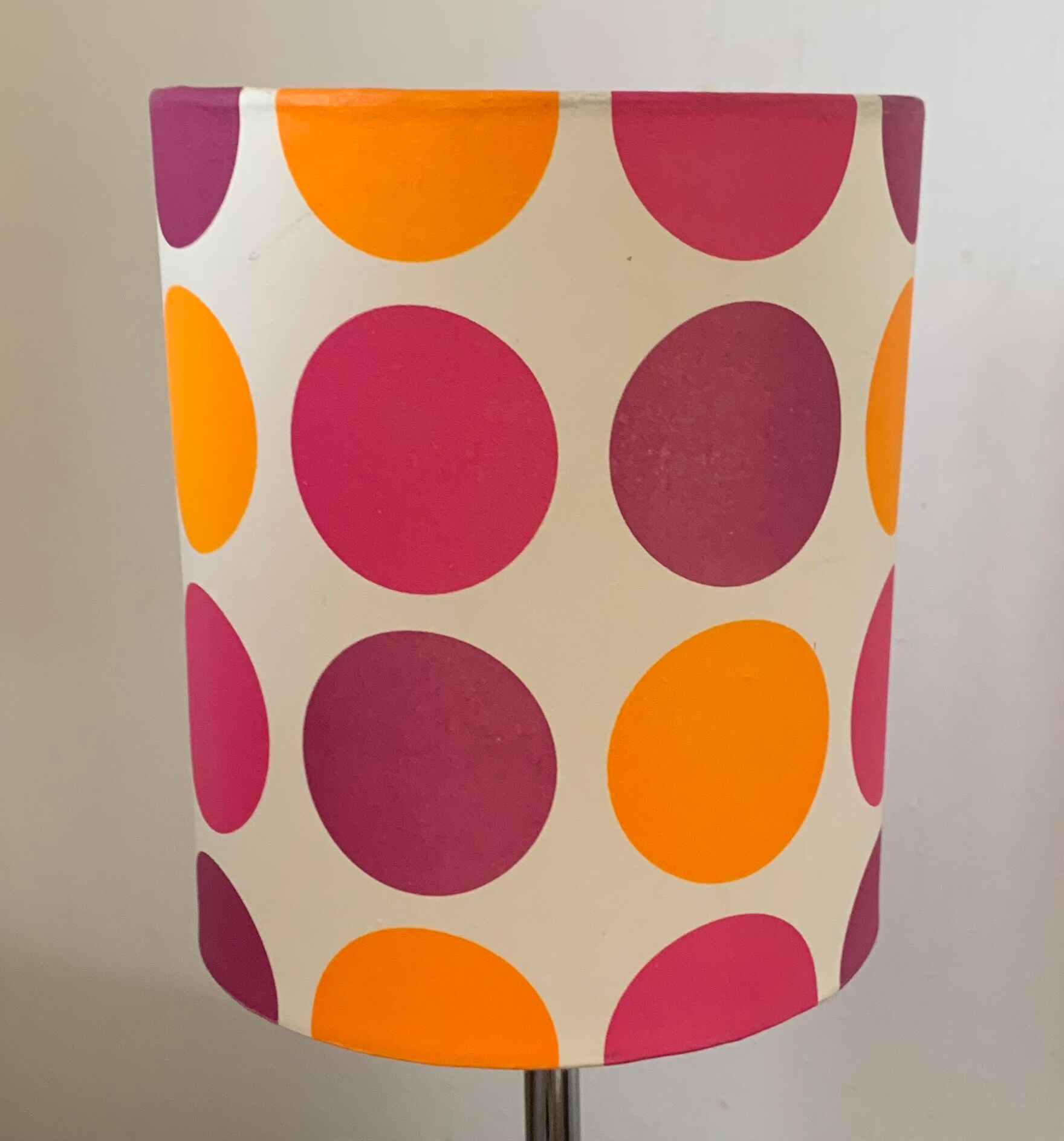 Orange chrome lamp - typical polka dot lampshade of the 1970s