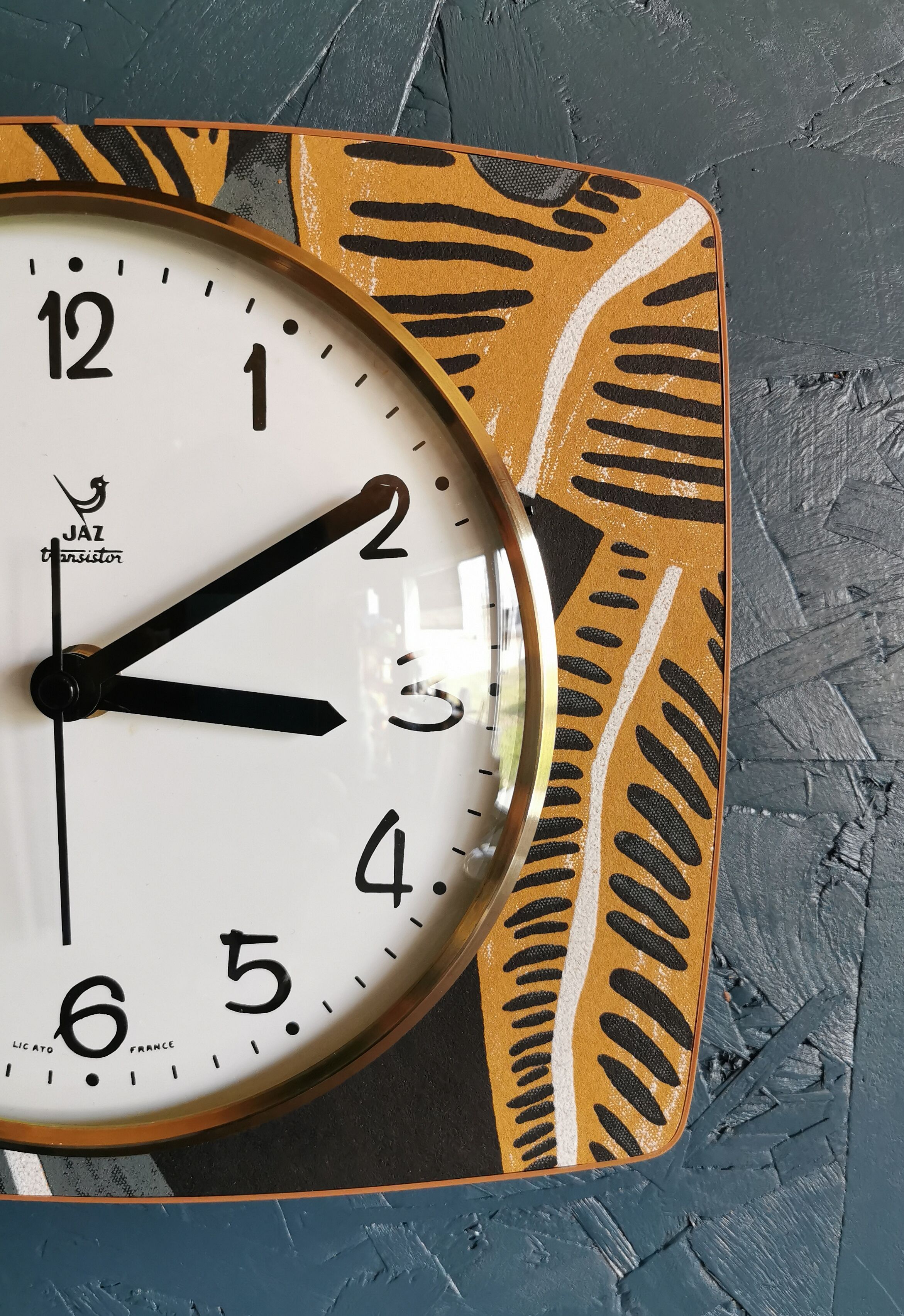 Clock silent rectangular vintage wall pendulum "Black ochre Jaz"