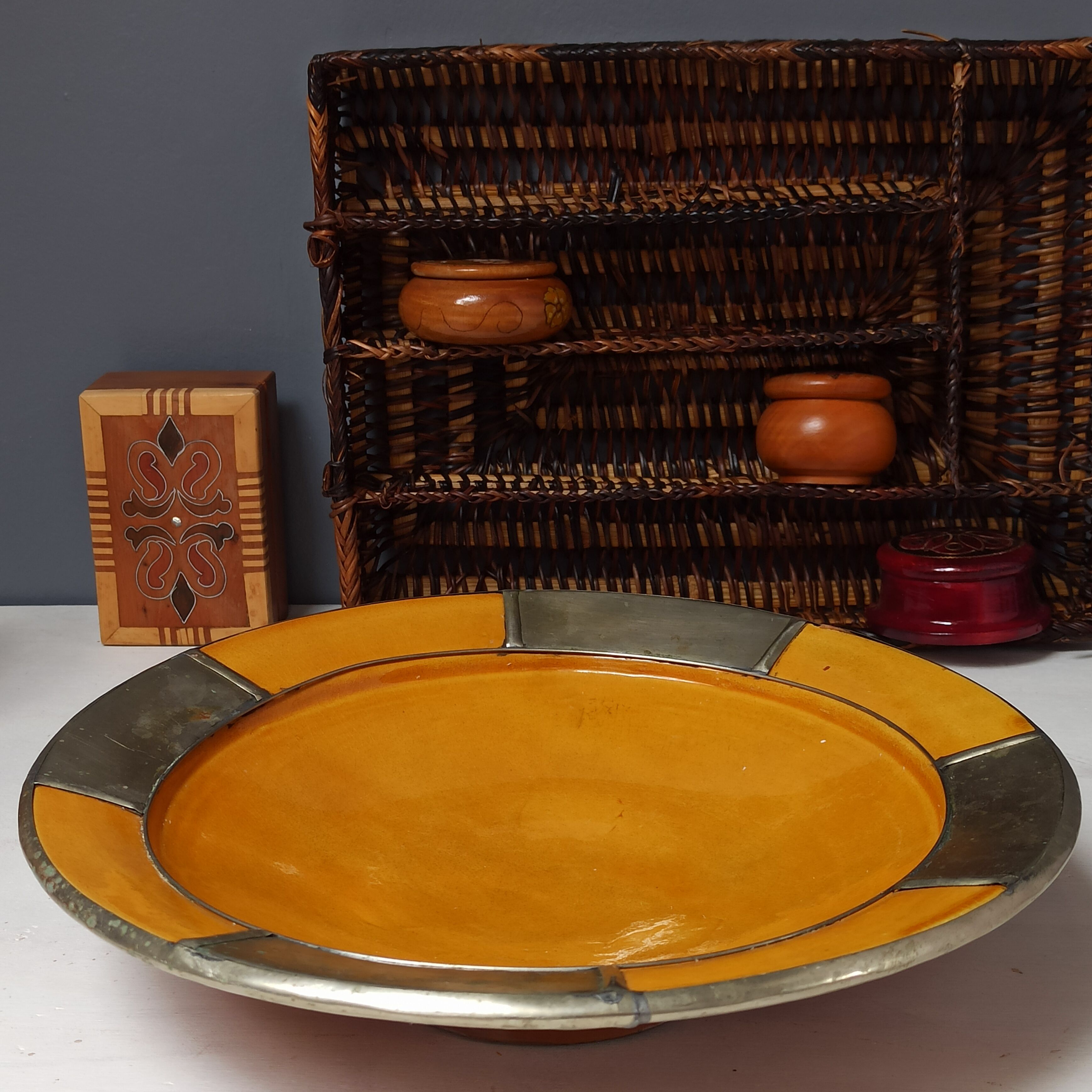 Plat jaune céramique du Maroc vintage 33 cm Selency