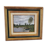 Old oil framed on panel