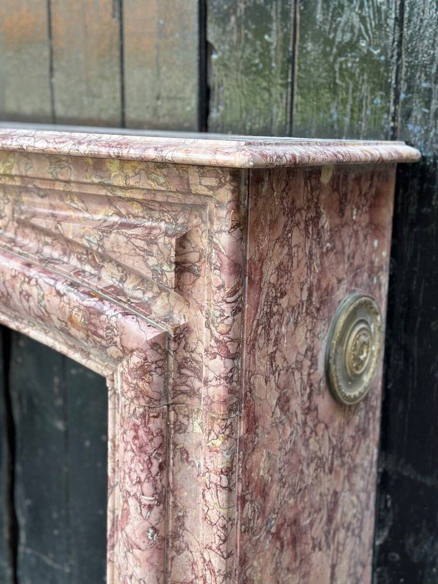 Louis XIV Style Fireplace In Purplish Brocatelle Marble Circa 1880