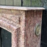Louis XIV Style Fireplace In Purplish Brocatelle Marble Circa 1880