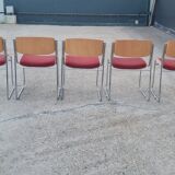 Set of 6 wool and chrome chairs from the 70s