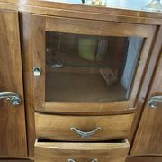 Art deco walnut grand buffet with display cabinet.
