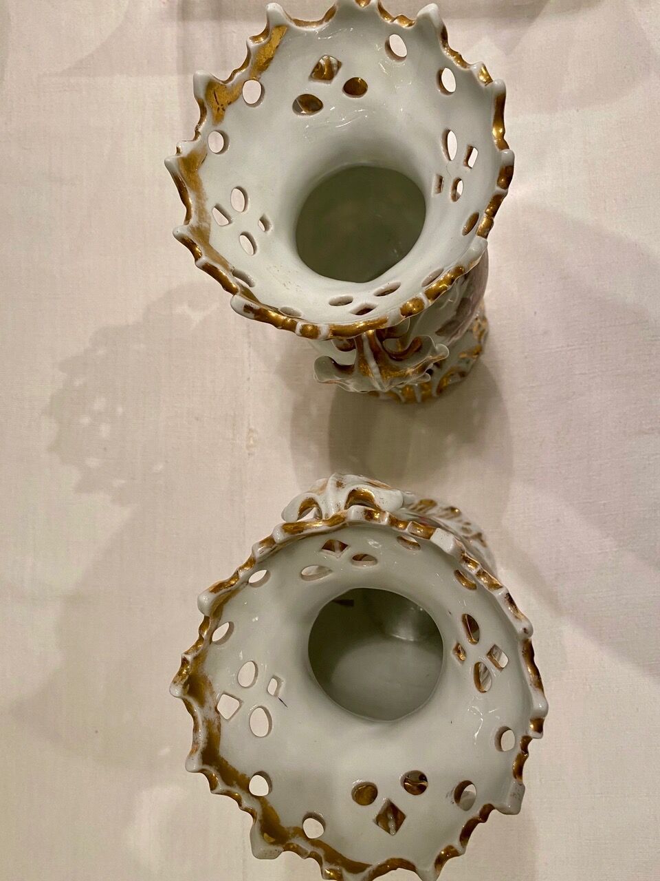 Pair of 19th decorative vases in Paris porcelain