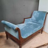 Meridienne in mahogany and blue velvet