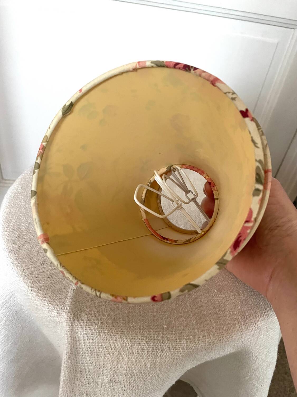 Set of two small vintage flowered lampshades