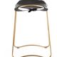 Contemporary kitchen bar stool in aged brass metal and tan leather.