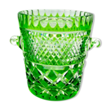 Green cut crystal ice bucket