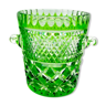 Green cut crystal ice bucket