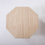 Table basse vintage octogonale en travertin 1970
