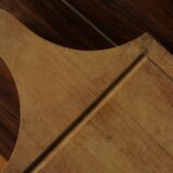 Wood cutting board with groove and handle