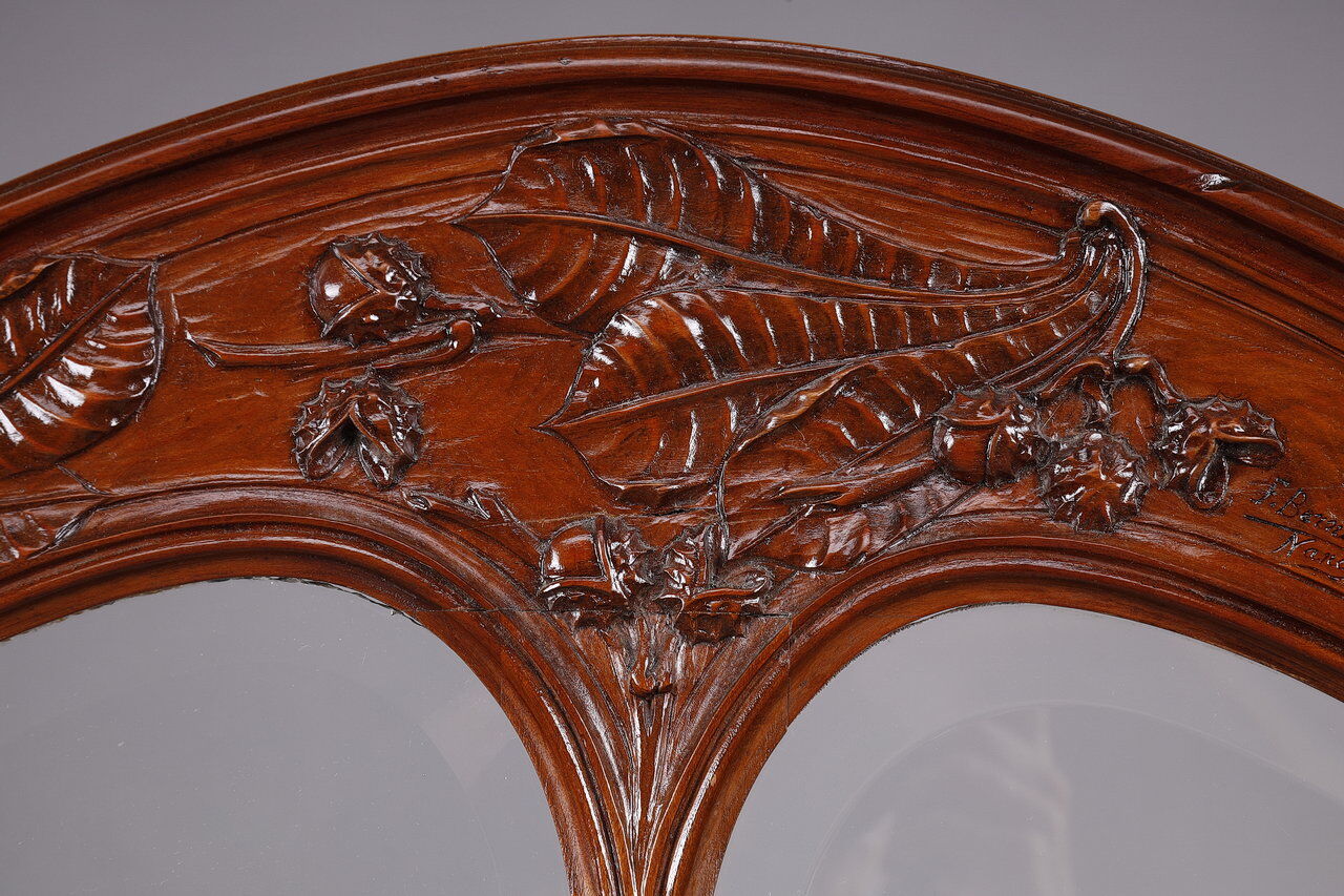 1900 three-leaf mahogany screen by Felix Bernard