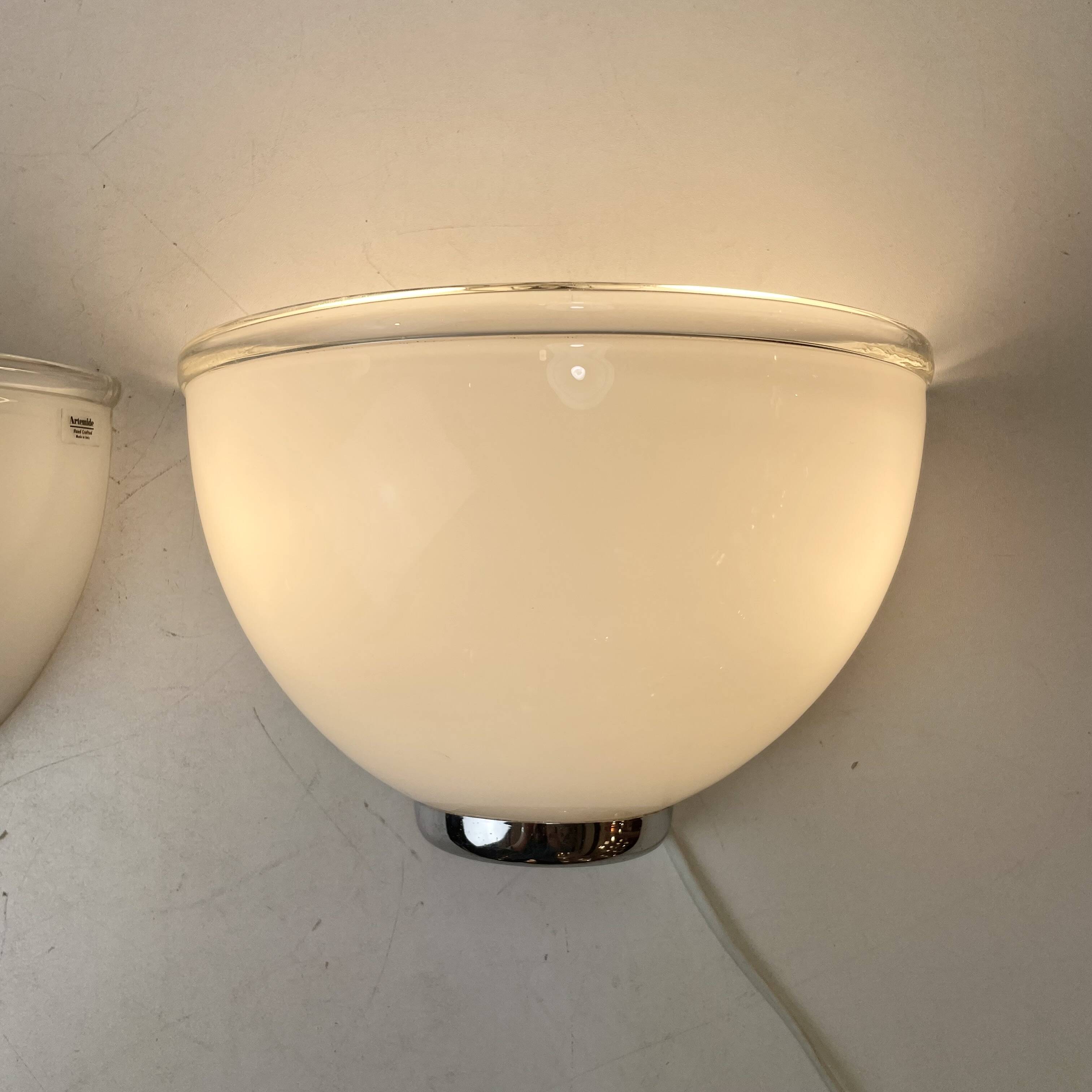 Pair of Onfale Wall Lamps Designed by L. Vistosi for Artemide, Italy, 1990s