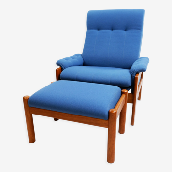 Fauteuil et repose-pieds Skippers Mobler, Danemark Années 1970