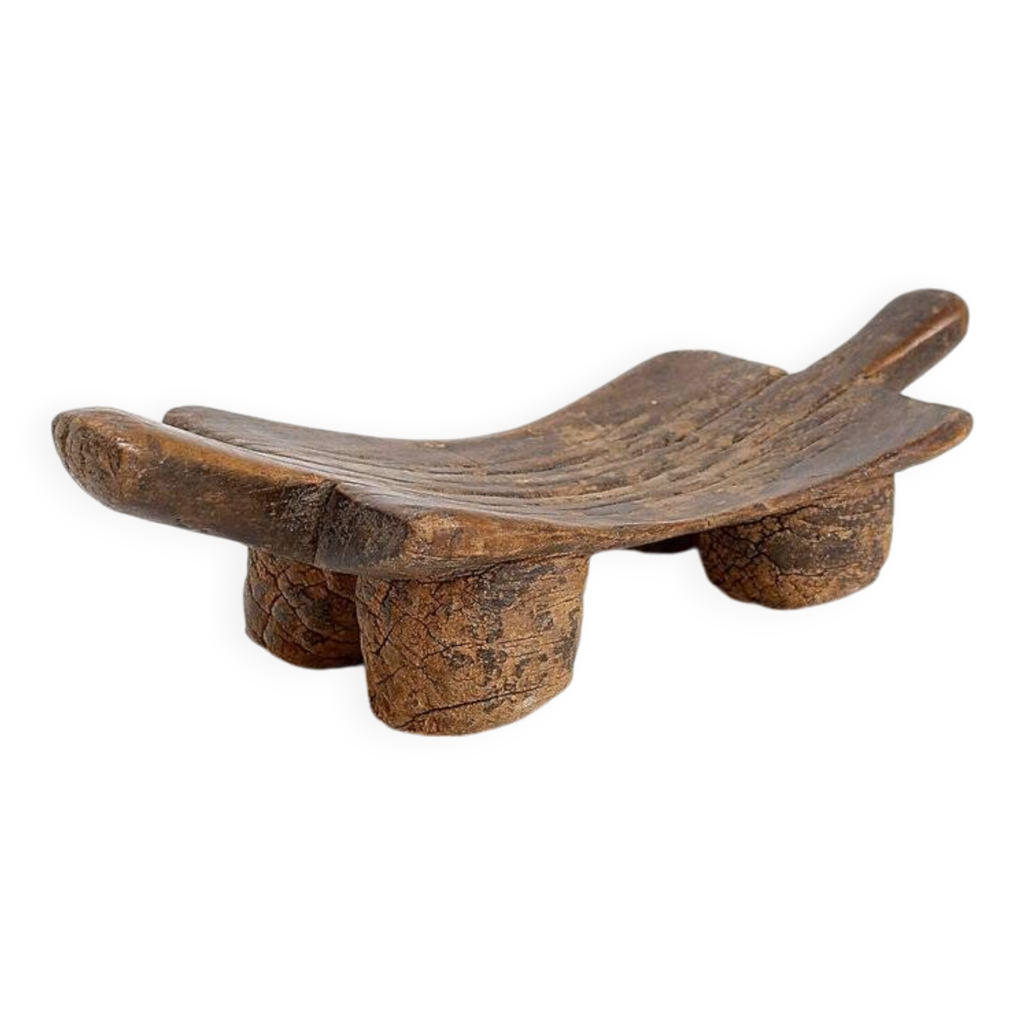 Senufo African bench in carved wood