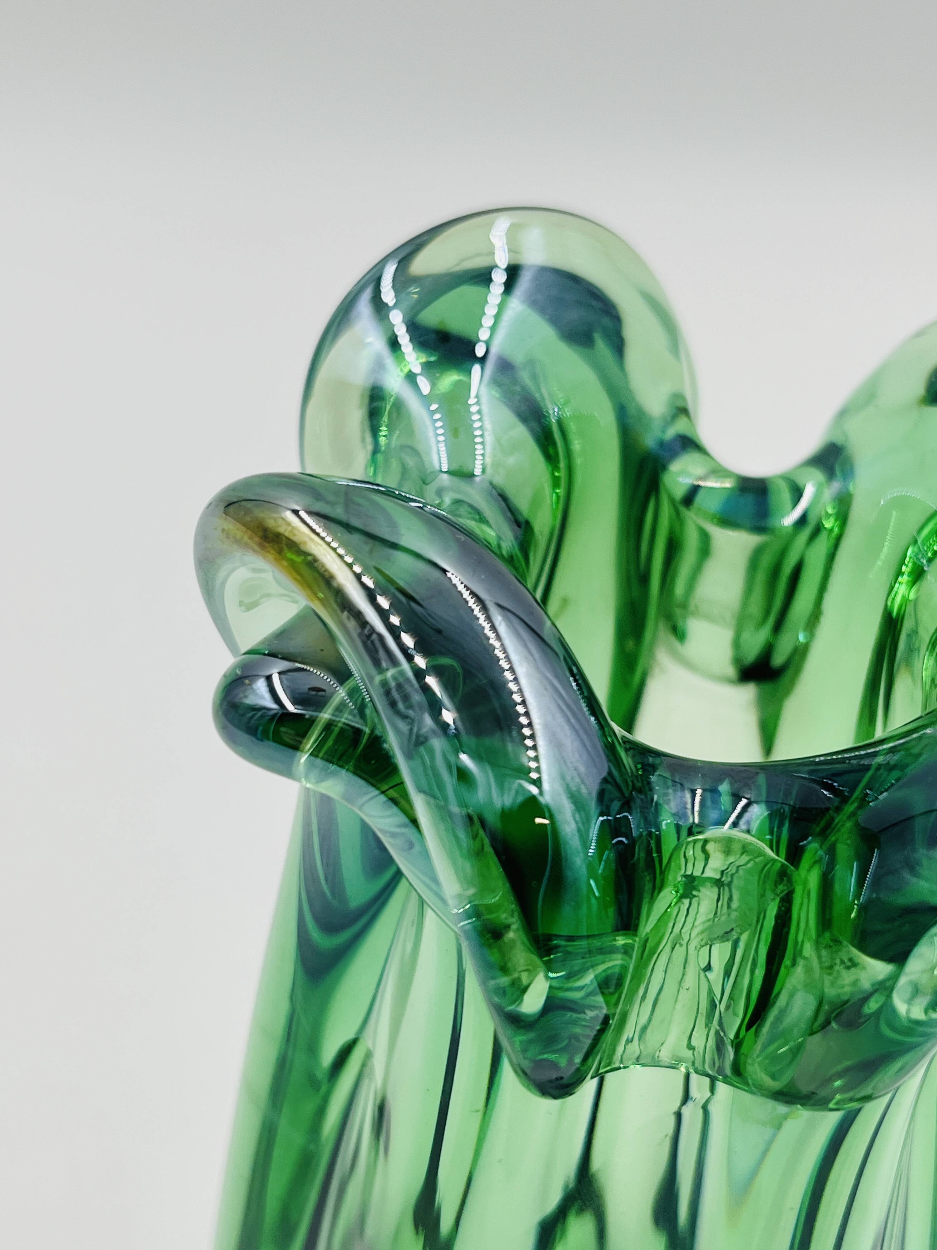 Sculptural blown glass vase from Bohemia attributed to Jan Beránek.
