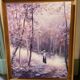 Animated landscape painting oil on canvas signed