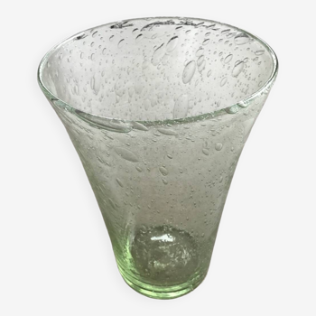Vase artisanal en verre bullé