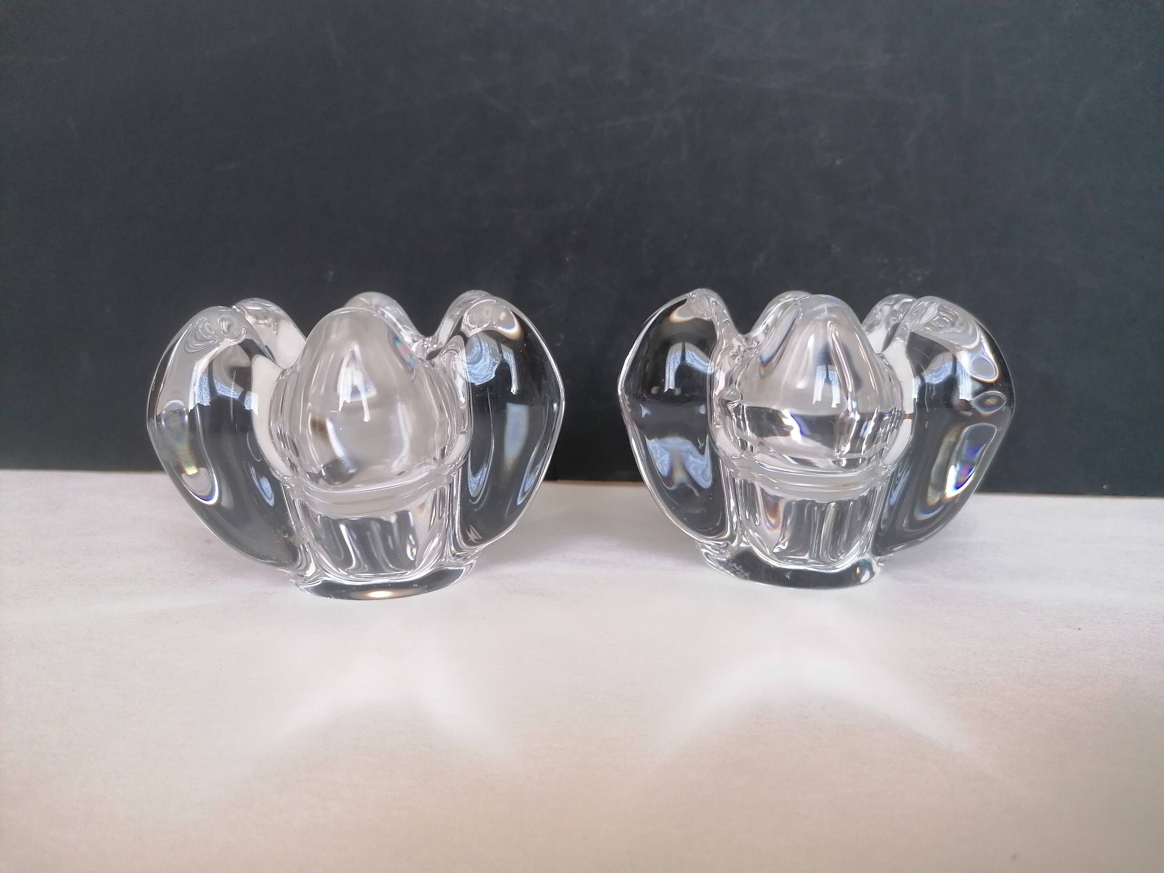 Pair of candlesticks in crystal from Vannes-le-Châtel