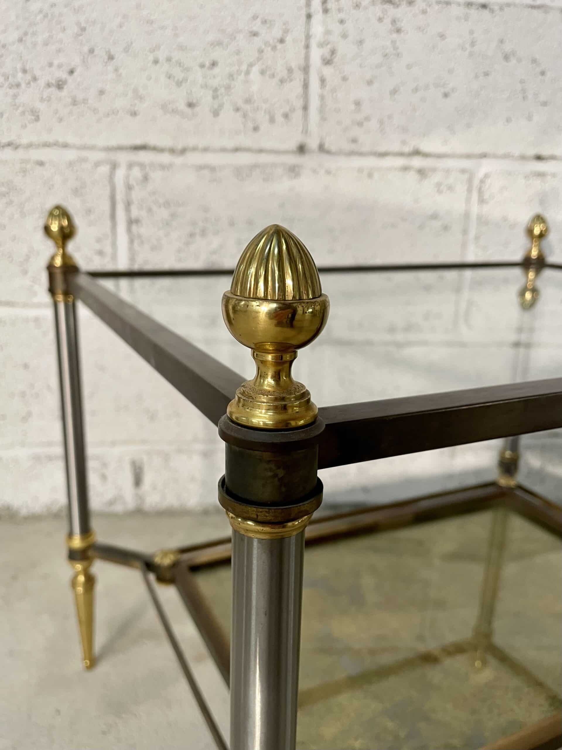 Brass, steel and patinated brass sofa end 1960