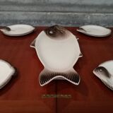 service à poisson faïence de longwy modèle copenhague vintage 1960