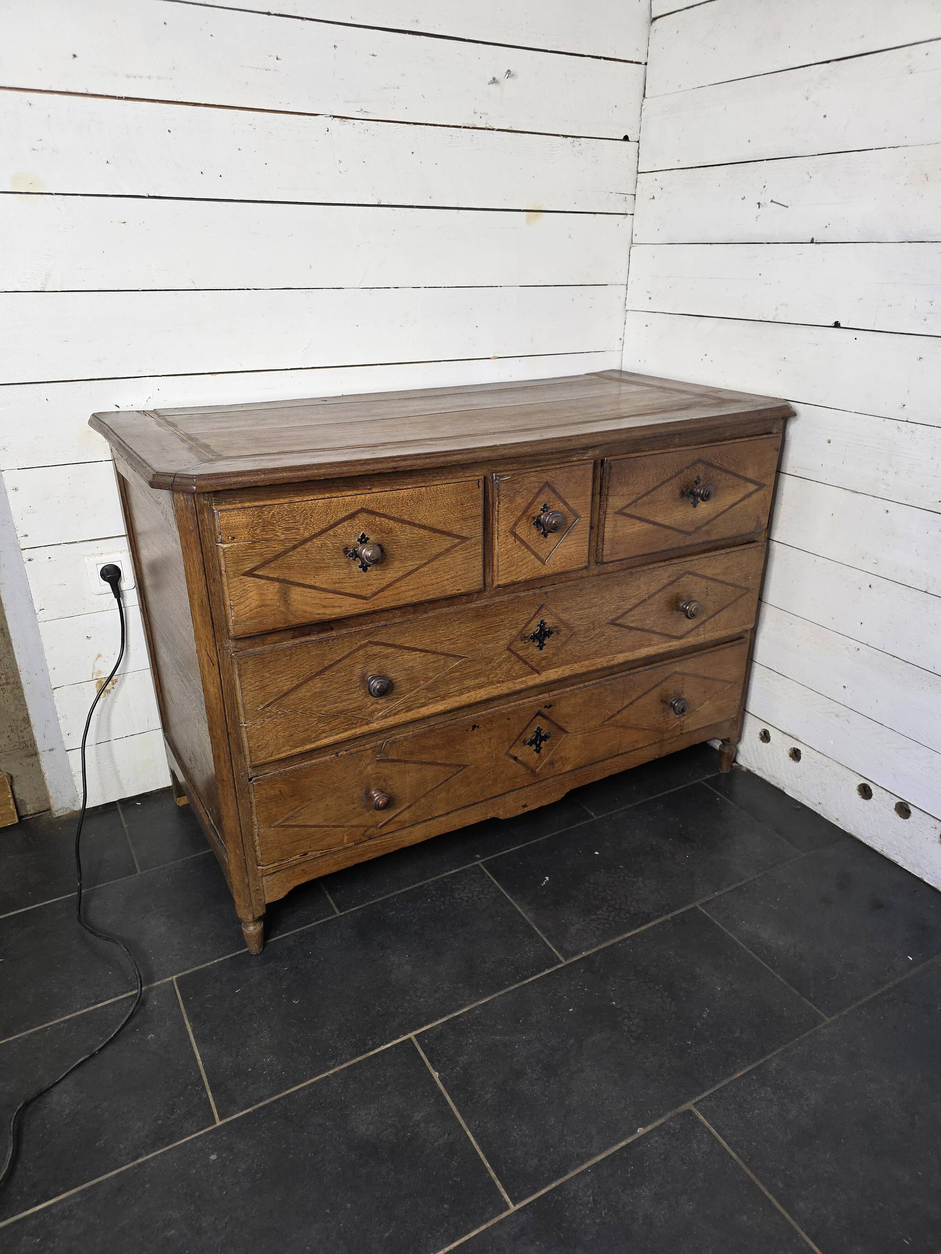 19th century solid oak chest of drawers