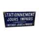 Plaque émaillée de stationnement