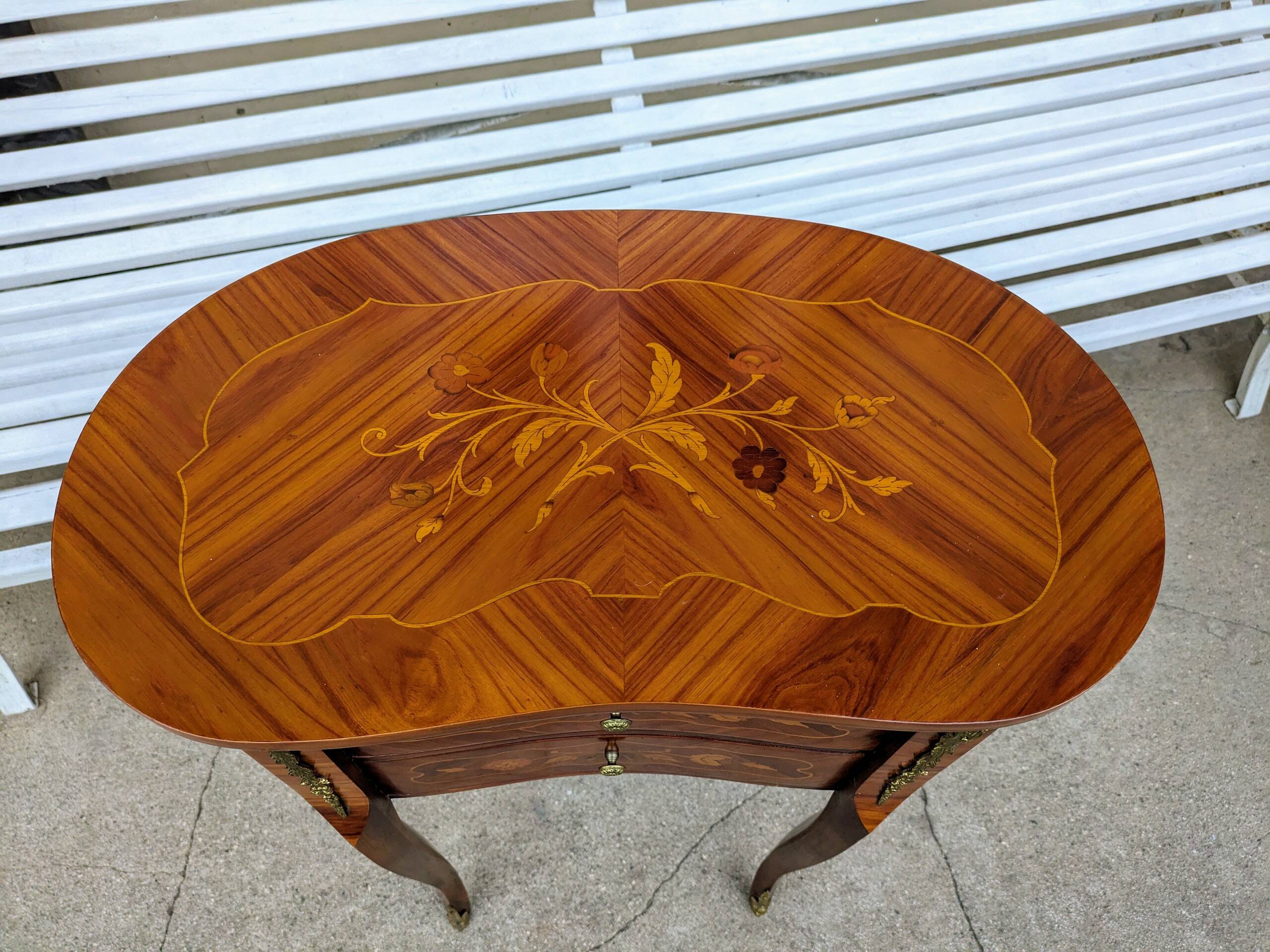 Louis XV style rosewood marquetry table