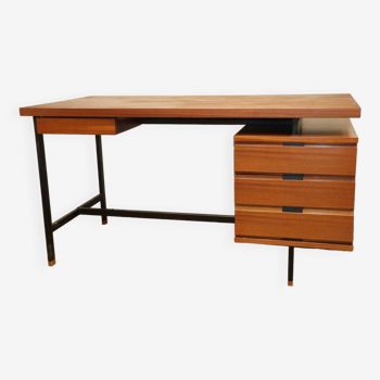 Vintage mahogany desk by Pierre Guariche edition Minvielle, 1960