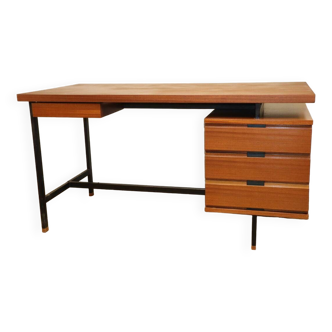 Vintage mahogany desk by Pierre Guariche edition Minvielle, 1960