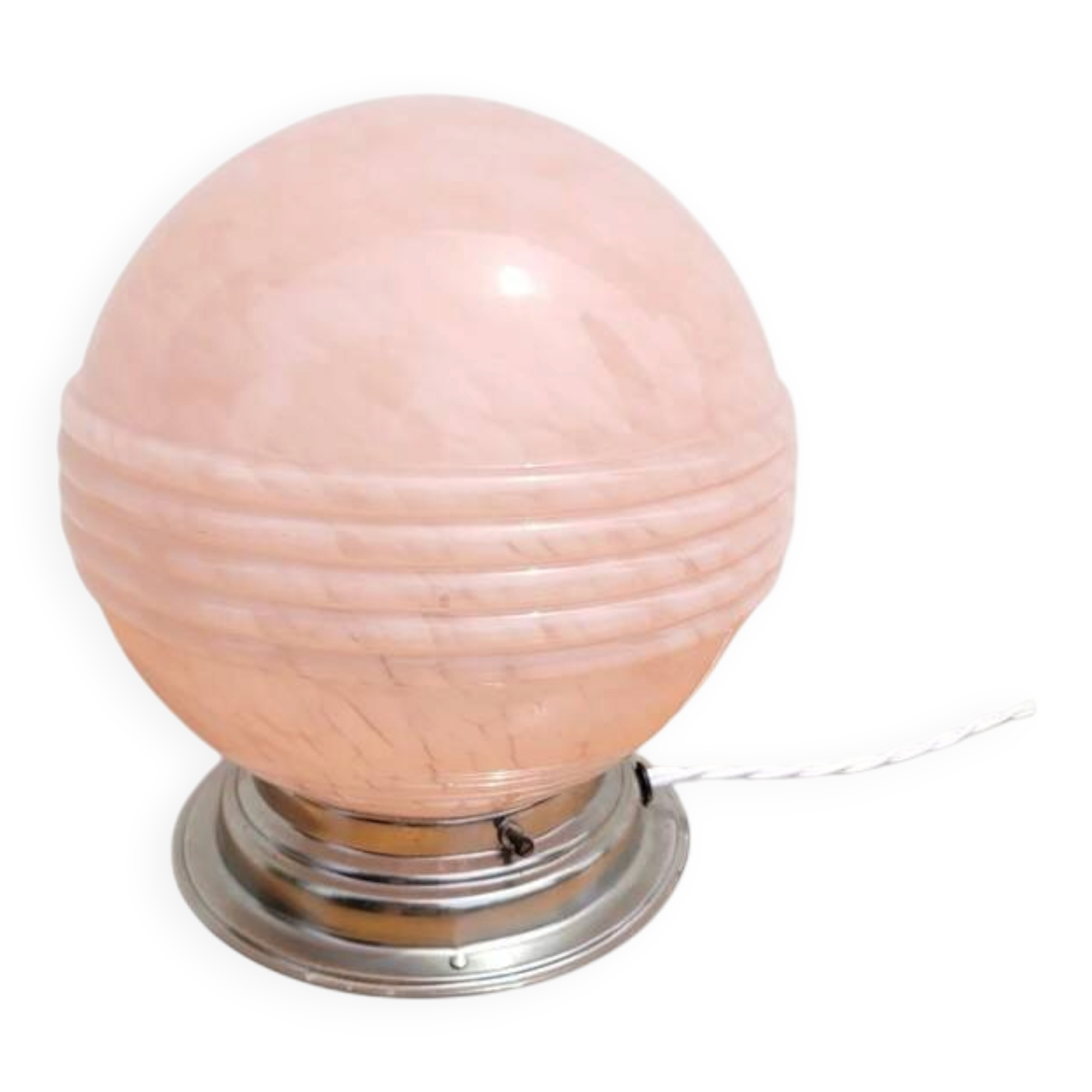 Lampe globe rose esprit Clichy rénovée