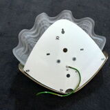 Wall lamp shell art deco in bronze and thick frost glass