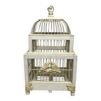 Vintage painted wooden birdcage 20th century