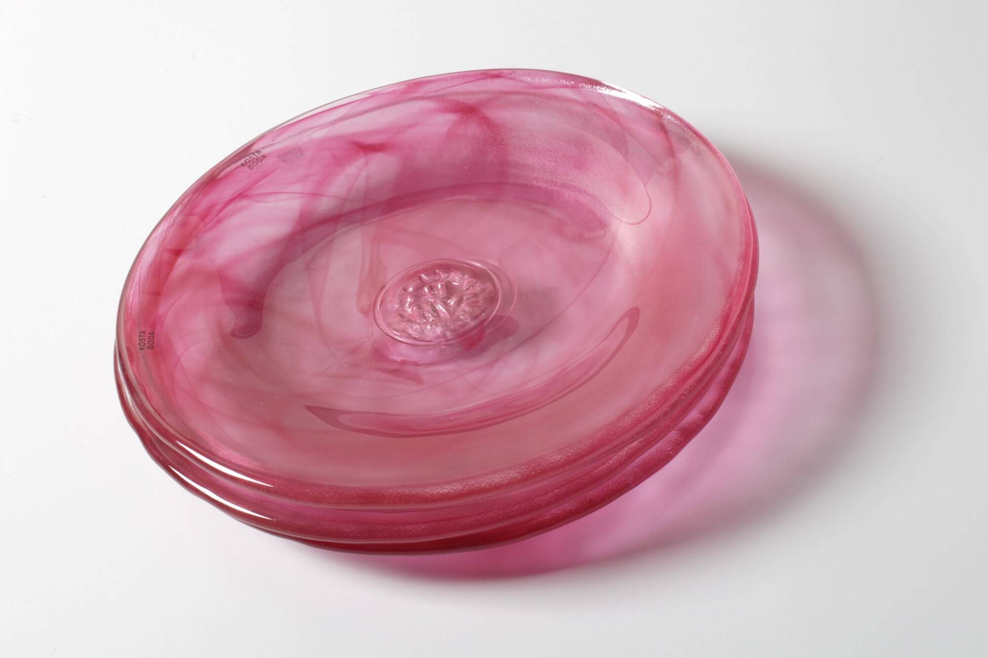 Set of 4 Kosta Boda 'Mine' Glass Dessert Plates / Ulrica Hydman Vallien