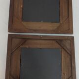 Pair of oils on cardboard with carved wooden frame. Spain 1950s.