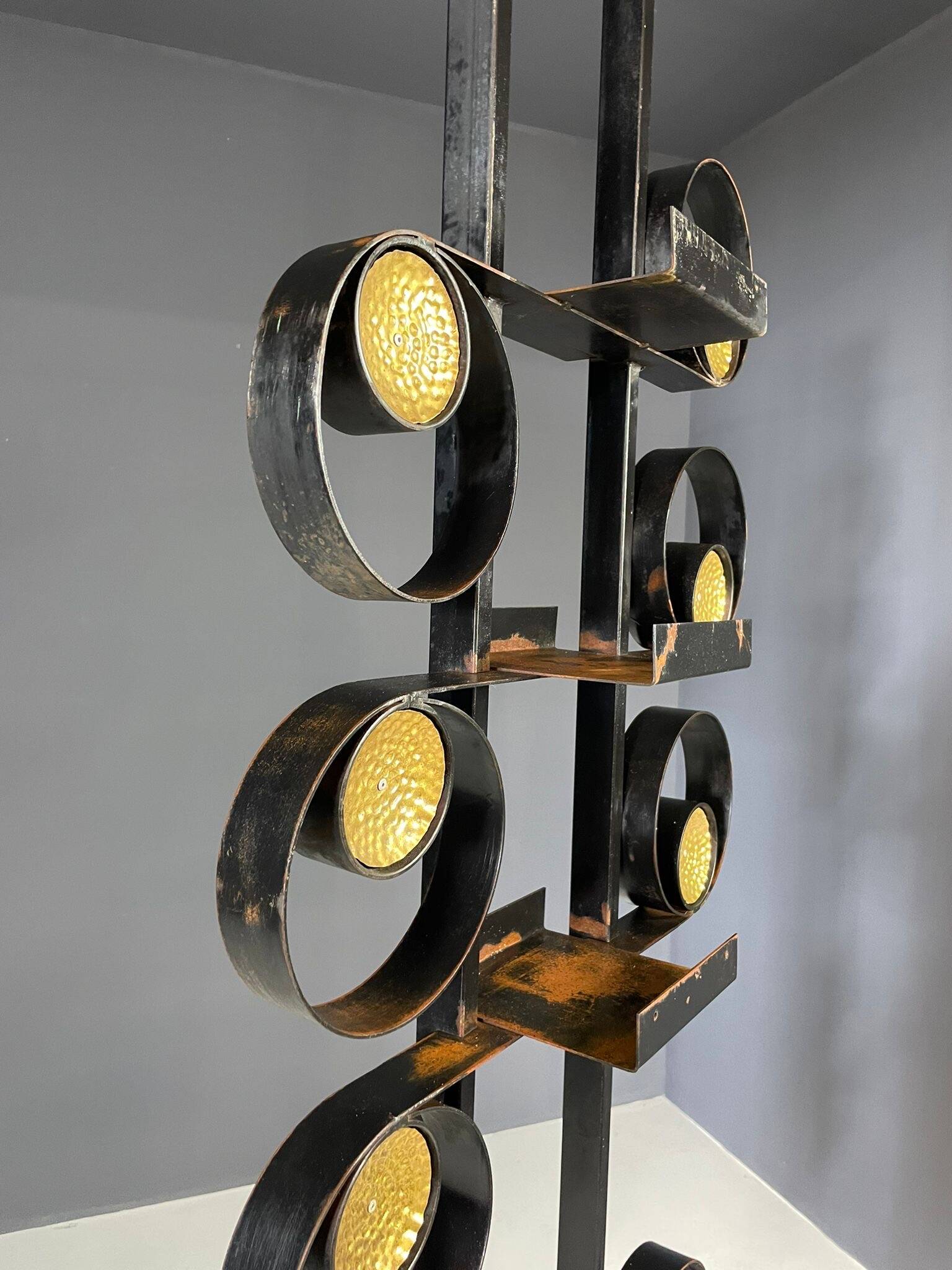 Retro metal plant stand, brutalist style, Czechoslovakia, 1970s