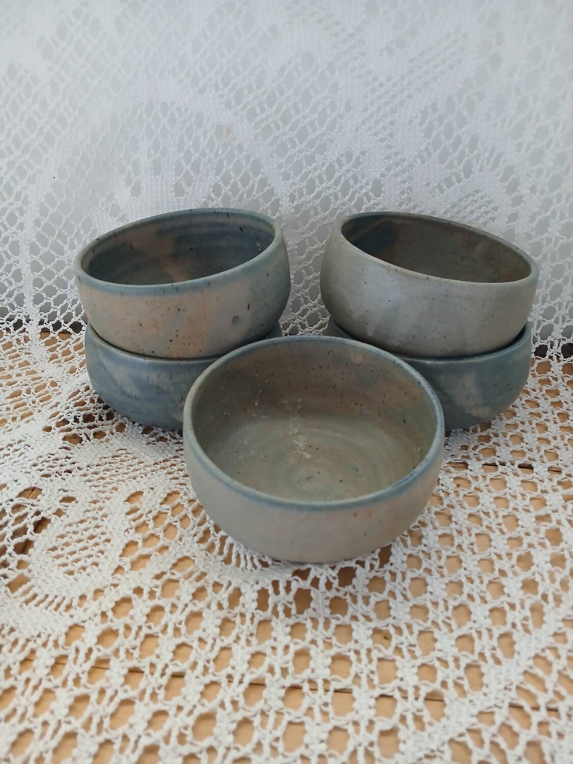 5 antique stoneware bowls
