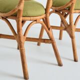Pair of Italian high chairs in bamboo and rattan from the 1960s.